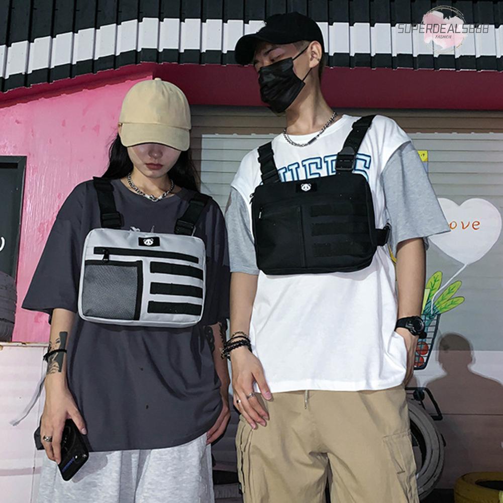 [SuperDeals888.th] เสื้อกั๊กผู้หญิงกระเป๋า Anti-Theft Oxford Vest Chest Packs ปรับมัลติฟังก์ชั่นแบบพกพาน้ําหนักเบาอุปกรณ์กีฬากลางแจ้ง