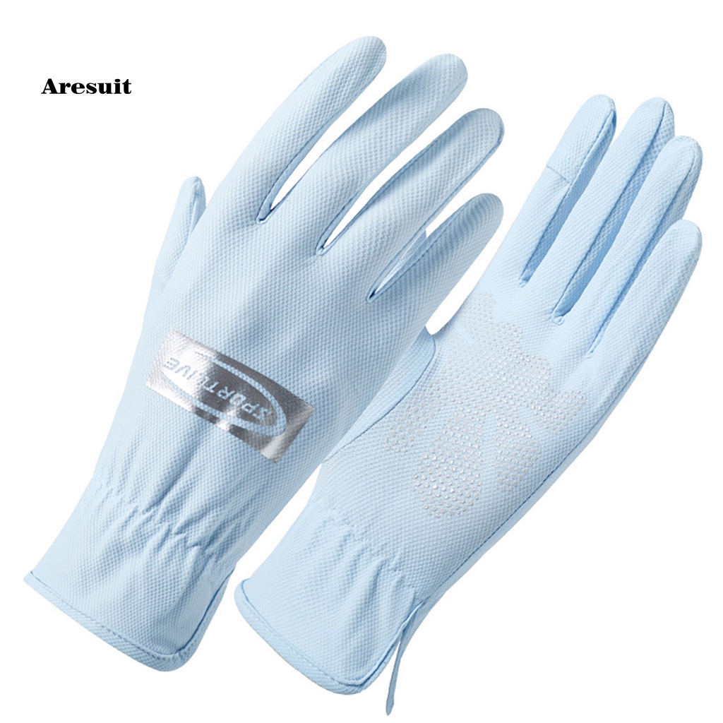 [Aresuit] 1 คู่ พลิกได้ ปลายนิ้ว กันลื่น ซิลิโคน ป้องกันแสงแดด ถุงมือยืดหยุ่น สุภาพสตรี ป้องกันรังสียูวี กันแดด ตาข่าย ถุงมือบาง อุปกรณ์ขี่จักรยาน