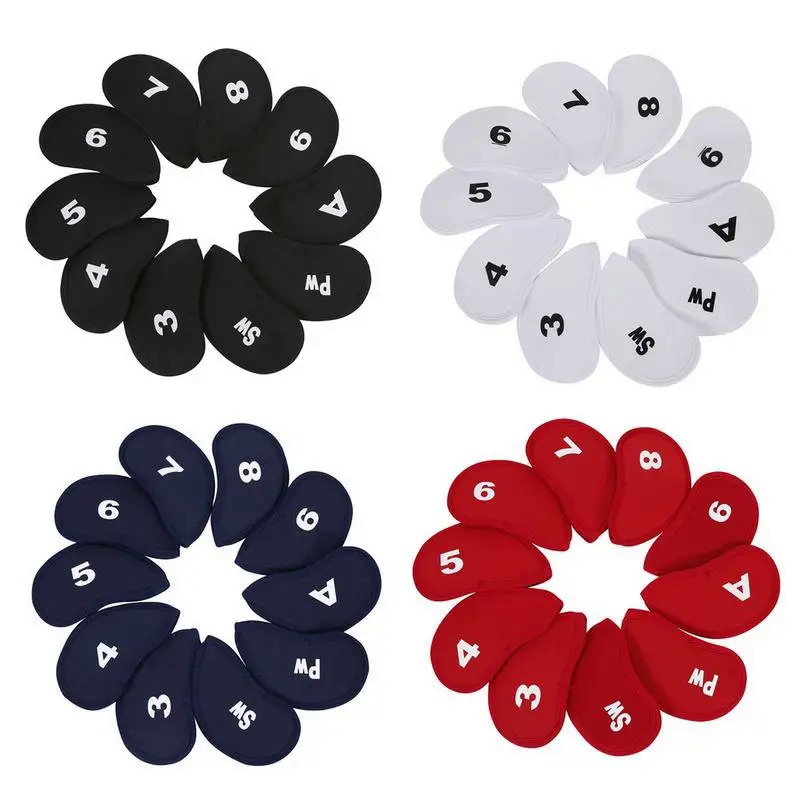 10pcs Golf Head Covers Golf Putter Iron Headcover 3 4 5 6 7 8 9 Sw A Pw Golf Club Head Cover Protect