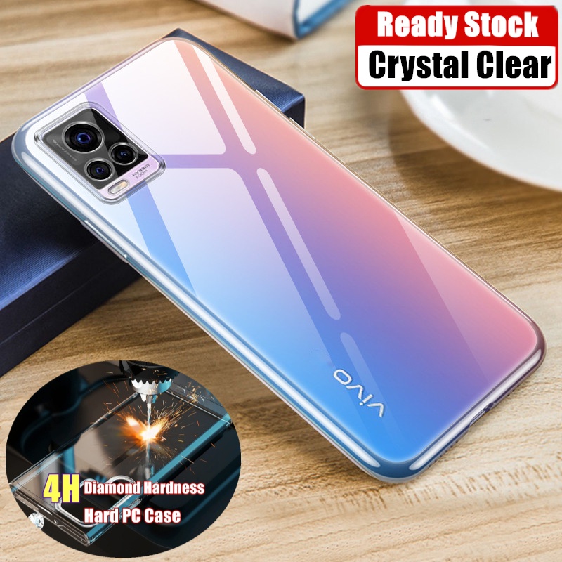 สําหรับ Vivo V20 Pro Vivo 2018 คริสตัลใส ทนทาน เคสอะคริลิคแข็ง ไม่เคยขีดข่วน สีเหลือง ฝาหลัง