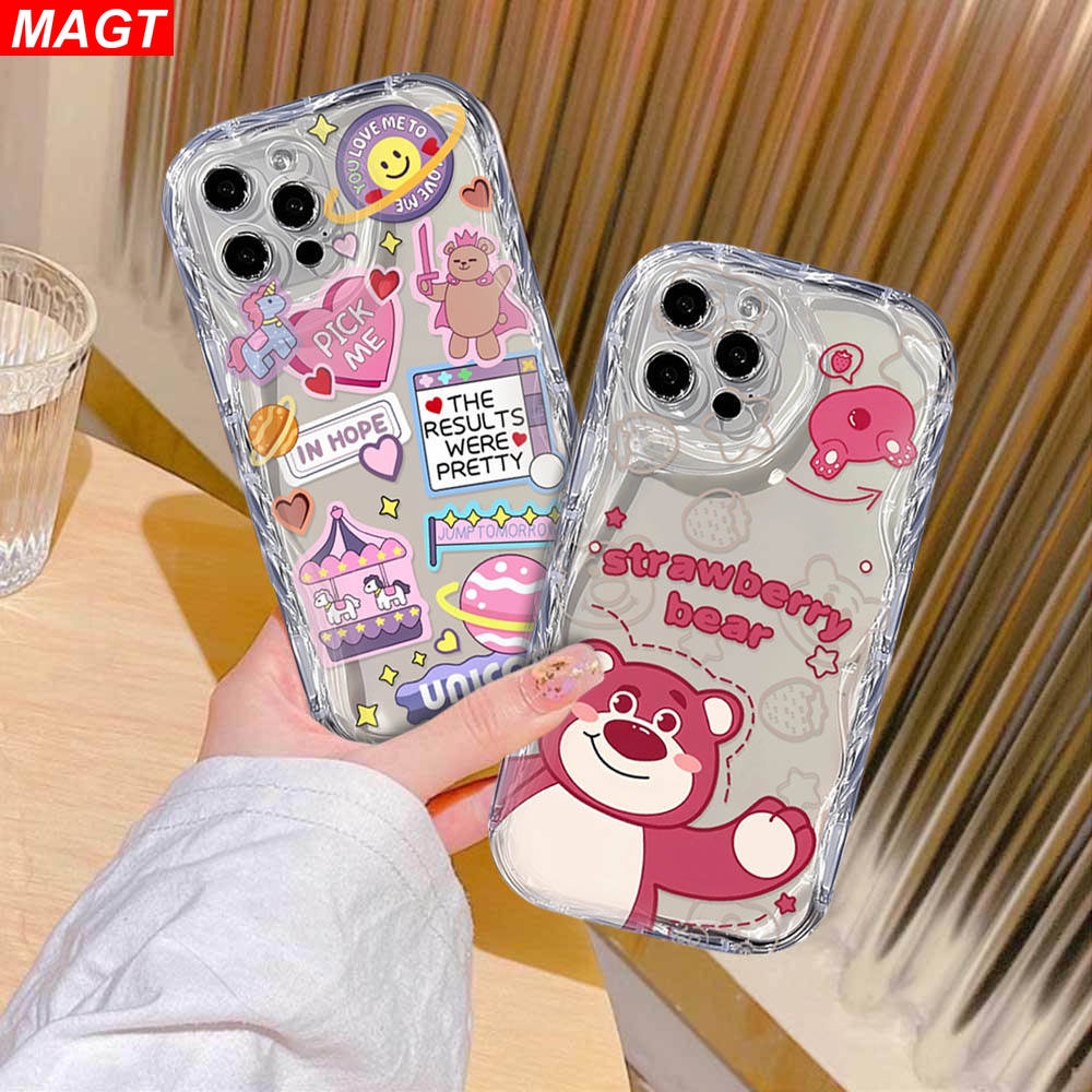 Oppo A60 A38 A18 A58 A78 A17 A57 A77S A16 A54S Reno 8T A15S A5S A16K A31 A54 A3S A9 A5 A52 A92 A72 A94 A53 A33 A32 A12 A11K 5F โปร ่ งแสงสตรอเบอร ์ รี ่ หมีสติกเกอร ์ รูปแบบ MAGT