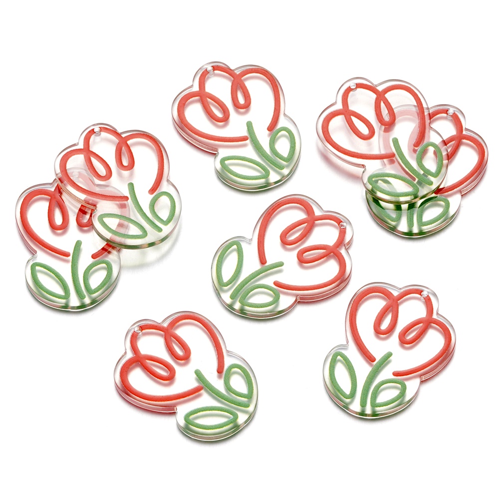 St. kunkk 5 ชิ้น ต่อถุง จี้อะคริลิค รูปดอกทิวลิป สําหรับทําเครื่องประดับ สร้อยคอ DIY - รูปที่ 4