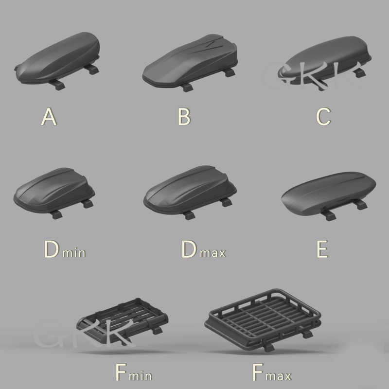 GK 1/64 Luggage Baggage Package Car Roof Dome Parts Suitcase Box Black Decoration Ornament for 1:64 HotW Domeka Mini Car