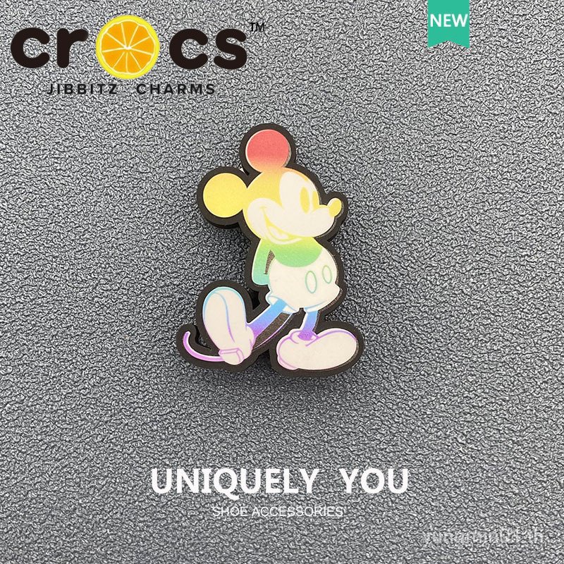 Crocs jibbitz charms Disney สายรุ้ง เฉลิมฉลองรองเท้า หัวเข็มขัด อุปกรณ์เสริมรองเท้า DIY