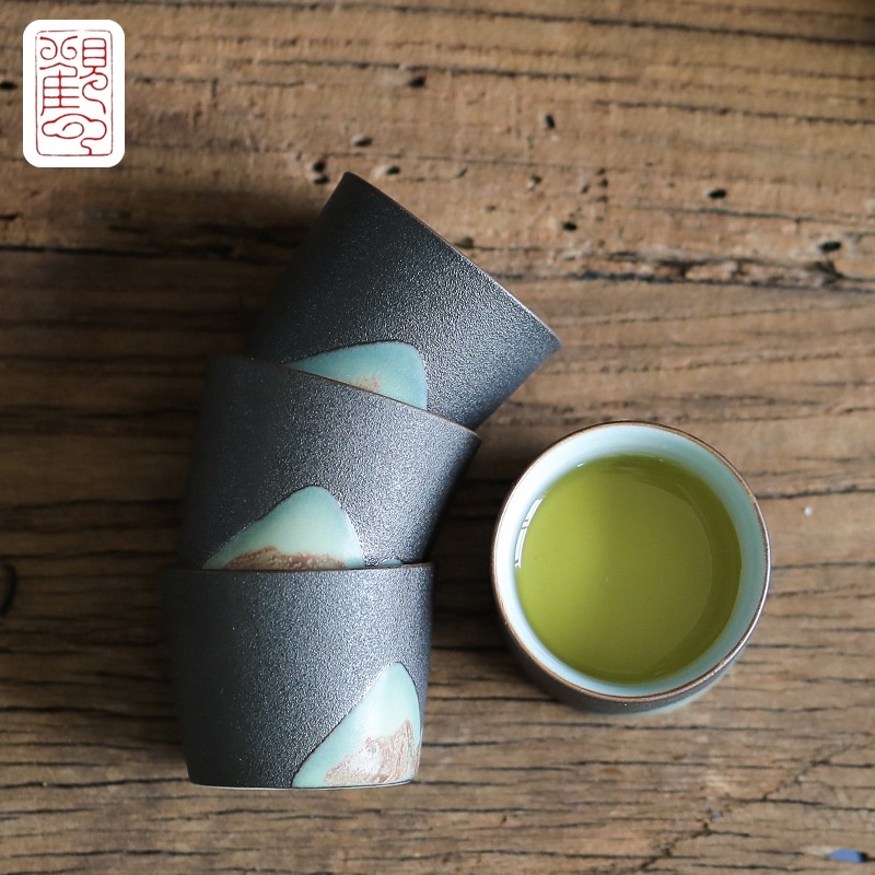 [Guanyun] Yuanshan ถ้วยชาเซรามิค สไตล์ญี่ปุ่นย้อนยุค แฮนด์เมด [A2-007]