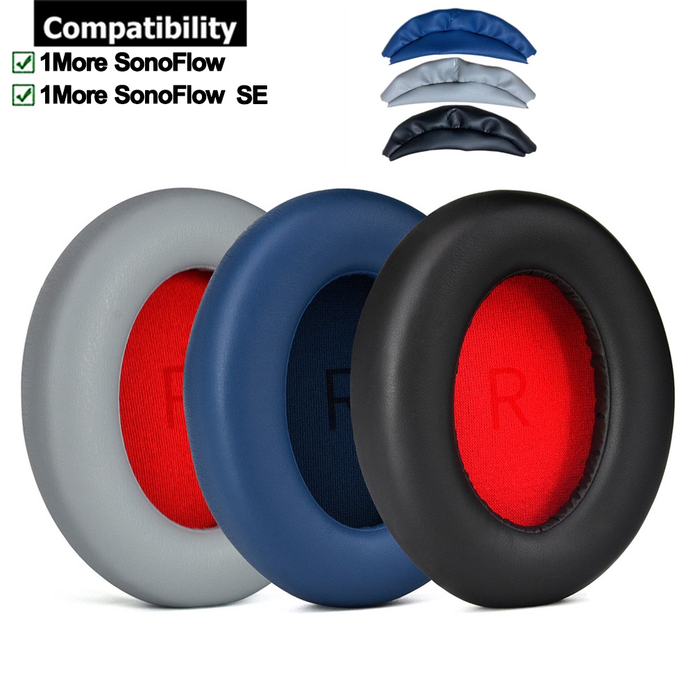 แผ่นรองหูฟังสําหรับ 1MORE SonoFlow SE หูฟังแผ่นรองหูฟังเบาะฟองน้ําชุดหูฟัง Earmuffs