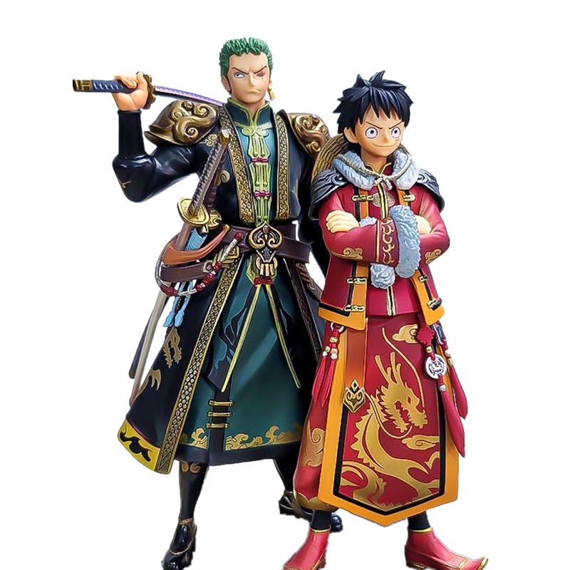 โมเดลฟิกเกอร์ PVC รูปปั้นอนิเมะ One Piece Zoro Luffy Monkey D Luffy สไตล์จีน ขนาด 17 ซม. ของเล่นสําหรับเด็กผู้ชาย ของขวัญคริสต์มาส