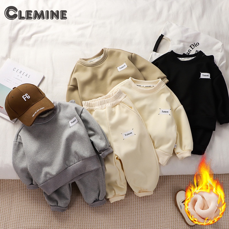 Clemine เสื้อกันหนาว ผ้าขนแกะ สองชิ้น สําหรับเด็กผู้ชาย และเด็กผู้หญิง