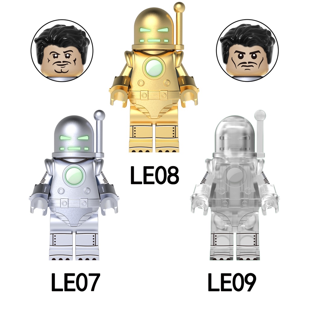 Le07-09 ฟิกเกอร์ซุปเปอร์ฮีโร่ Iron Man MK1 เรืองแสง ของเล่นสําหรับเด็ก