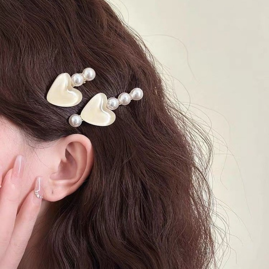 2ชิ้น/เซ็ตมุกรักกิ๊บหวานน่ารักโลหะผสมกิ๊บเรียบคลิปสําหรับผู้หญิงอุปกรณ์ผม - รูปที่ 3