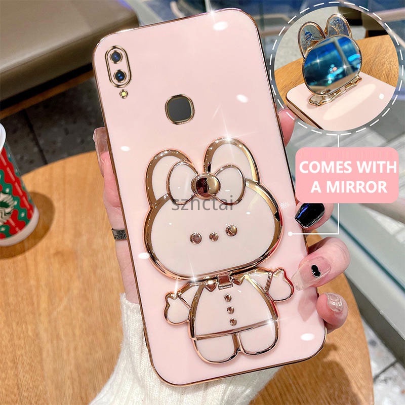 เคสโทรศัพท์ Vivo Y91C Y1S Y95 Y91 Y93 Y91i 1811 1814 1817 1820 1902 1723 เคสโทรศัพท์เคสโทรศัพท์พร้อมที่วางกระต่ายน่ารักกระจกในตัวยึด Vivo Y91C Y1S Y95 Y91 Y93 Y91i 1811 1814 1817 1820 1902 1723