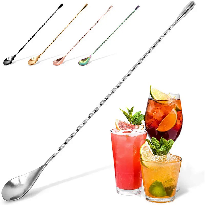 30/40/50cm Long Spiral Handle Cocktail Spoon Bartender Drink Shaker Muddler Stirrer Whisky Mixing Rod Kitchen Bar Utensi
