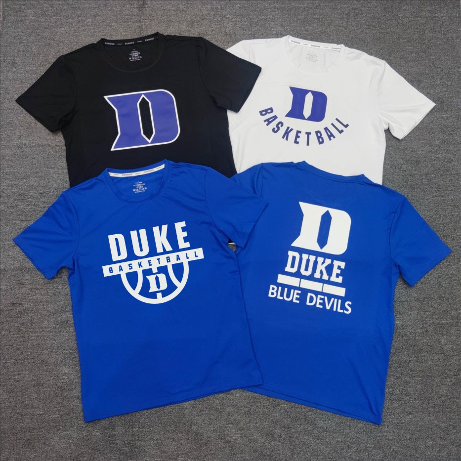 ใหม่ Duke North Carolina University เสื้อยืดแขนสั้น ผ้าฝ้ายแท้ พิมพ์ลายบาสเก็ตบอล สําหรับผู้ชาย และผ