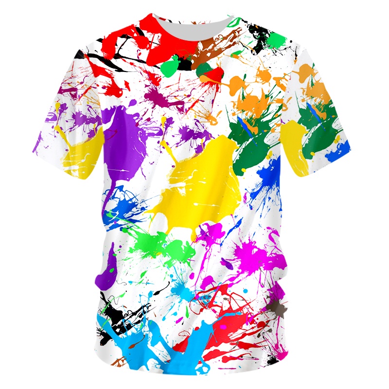 เสื้อยืด คอกลม พิมพ์ลายมัดย้อม 3 มิติ สไตล์ฮิปฮอป ขนาดใหญ่ สีสันสดใส สําหรับผู้ชาย และผู้หญิง