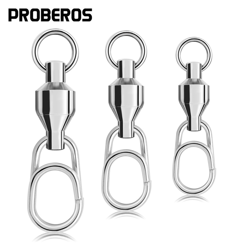 Proberos 10pcs แบริ่งความเร็วสูงหมุนรูปไข่ Connector 0-1-2-3-4-5-6 # ตกปลา Snap Pin ตกปลาอุปกรณ์เสริม