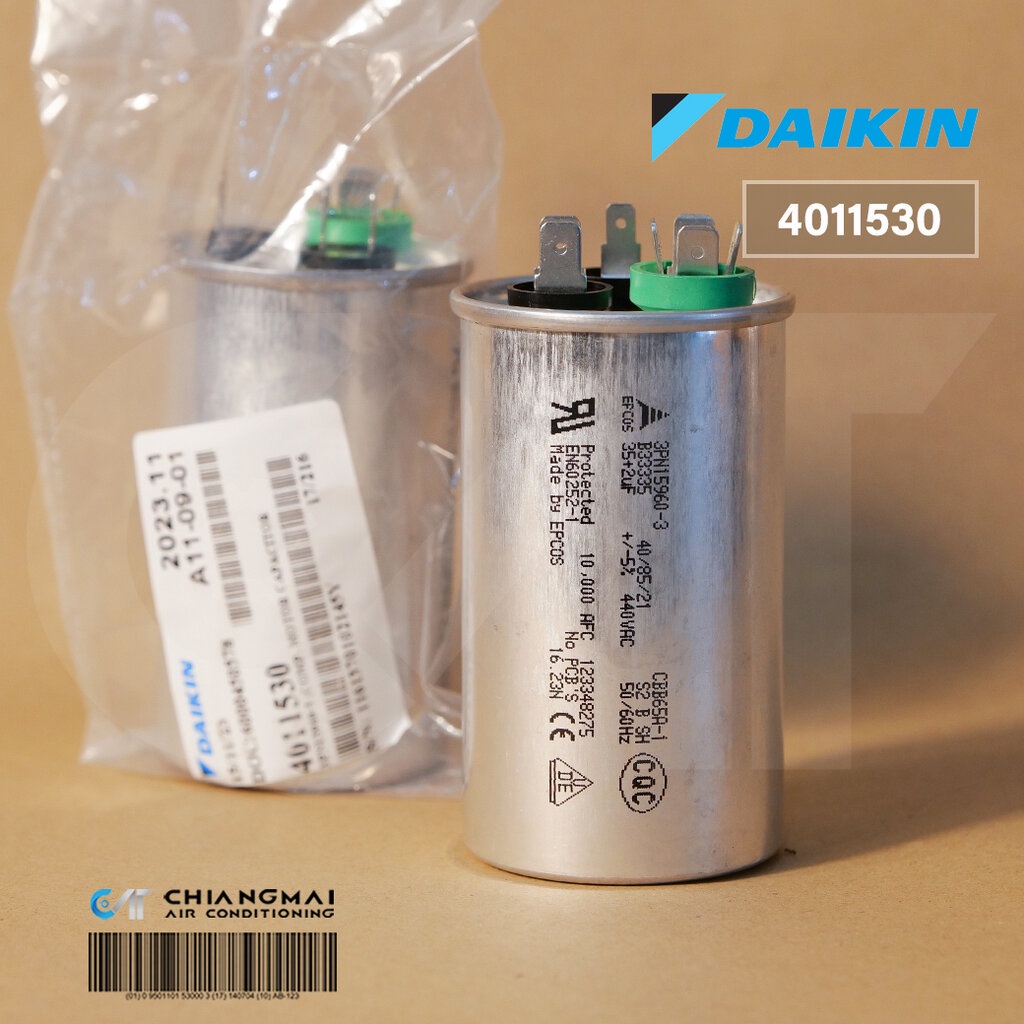 DAIKIN 4011530 แคปรัน คาปาซิเตอร์ (3ขั้ว) 35+2µF 440 VAC อะไหล่แอร์ ของแท้ศูนย์