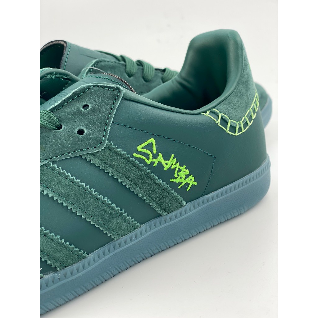 Jonah Hill x Adidas originals Samba Low Skate Shoes กีฬาผ้าใบลำลองสำหรับผู้ชายผู้หญิงสีเขียวเข้ม รอ