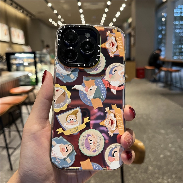 เลเซอร์gradientการ์ตูนdwarfsสําหรับiphone 11 12 13 14 15 Pro Max X XR XSMAXเคสโทรศัพท์กันกระแทกFull Protector Cover&&-