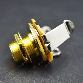 2ชิ้นโลหะ1/4 "โมโนอินพุตแจ็คเสียบซ็อกเก็ตกีตาร์ไฟฟ้าเบสกีต้าร์รถกระบะเอาท์พุทแจ็คเสียบซ็อกเก็ต6.35มิลลิเมตรทองสีดําโครเมี่ยม