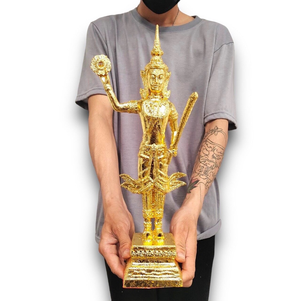 พระเสื้อเมือง สีปิดทอง งานขนาด 5 นิ้ว สูง 14 นิ้ว เนื้อเรซิ่นผสมมวลสาร