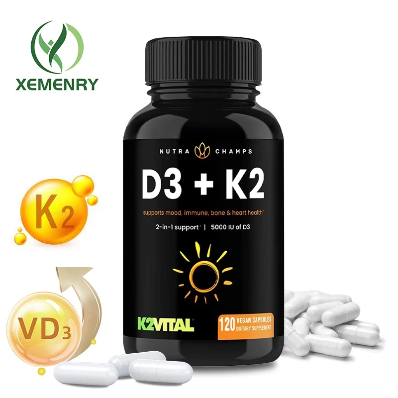 วิตามิน K2 (MK7) พร้อมอาหารเสริม D3 - วิตามิน D&K Complex - รองรับสุขภาพ, ความแข็งแรงของกระดูก