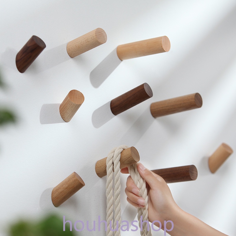 พร้อมส่ง ตะขอไม้ธรรมชาติ สําหรับแขวนเสื้อผ้า หมวก ผ้าพันคอ กระเป๋าถือ กุญแจ ในห้องน้ํา