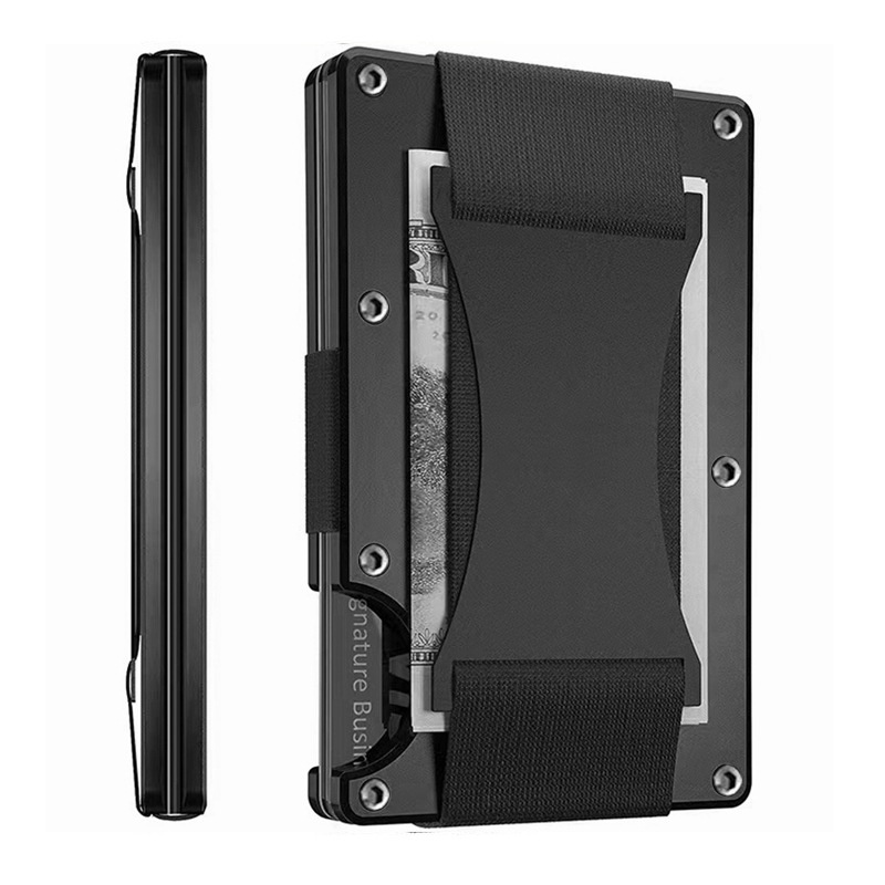 กระเป๋าสตางค์ คาร์บอนไฟเบอร์ บล็อก RFID อลูมิเนียม บาง ใส่บัตรเครดิตได้ แฟชั่นสําหรับผู้ชาย