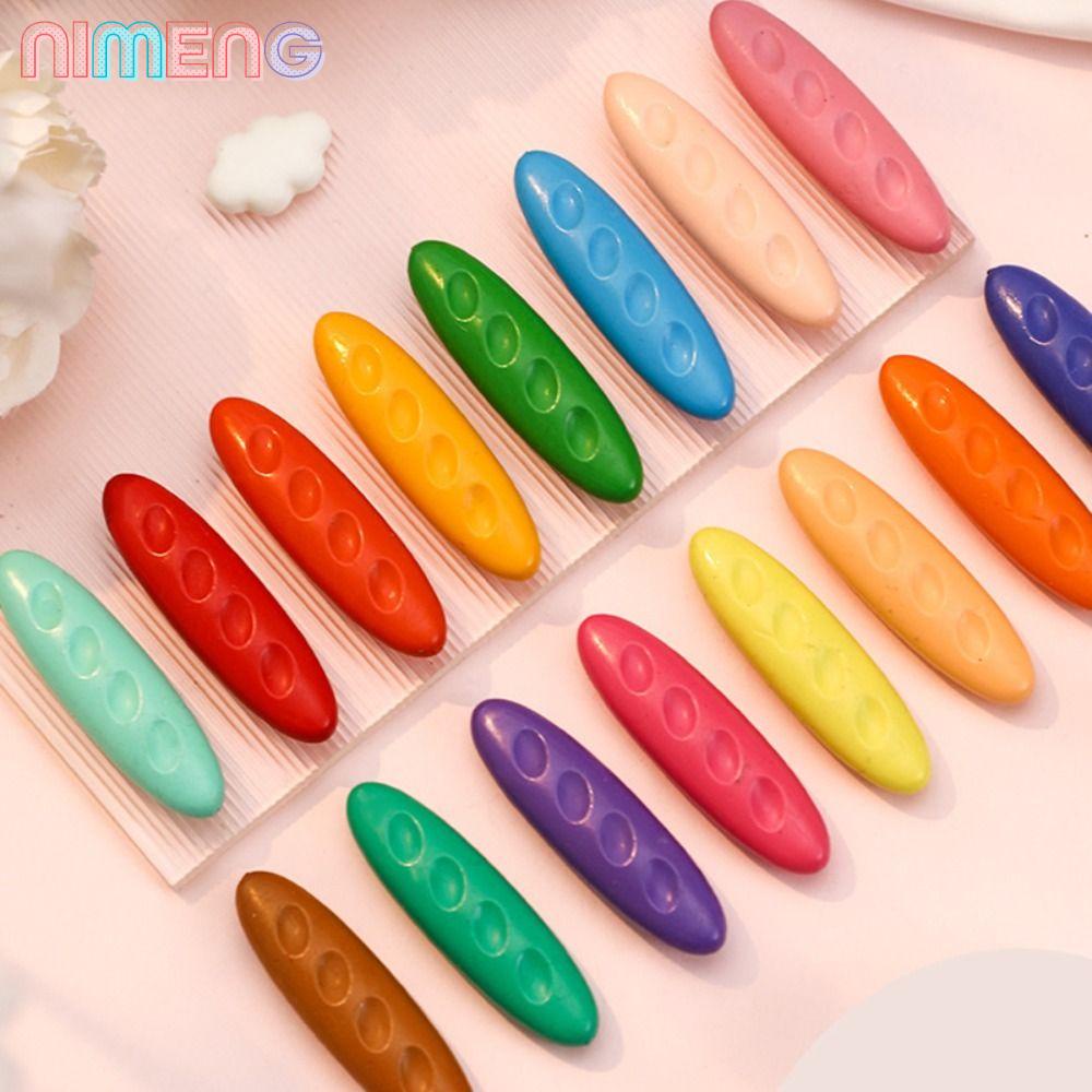 Nimeng ดินสอสีพลาสติก 12 24 36 สี ล้างทําความสะอาดได้ คุณภาพสูง ไม่สกปรก รูปถั่วลิสง เครื่องมือวาดภาพ ลบได้ สําหรับเด็ก