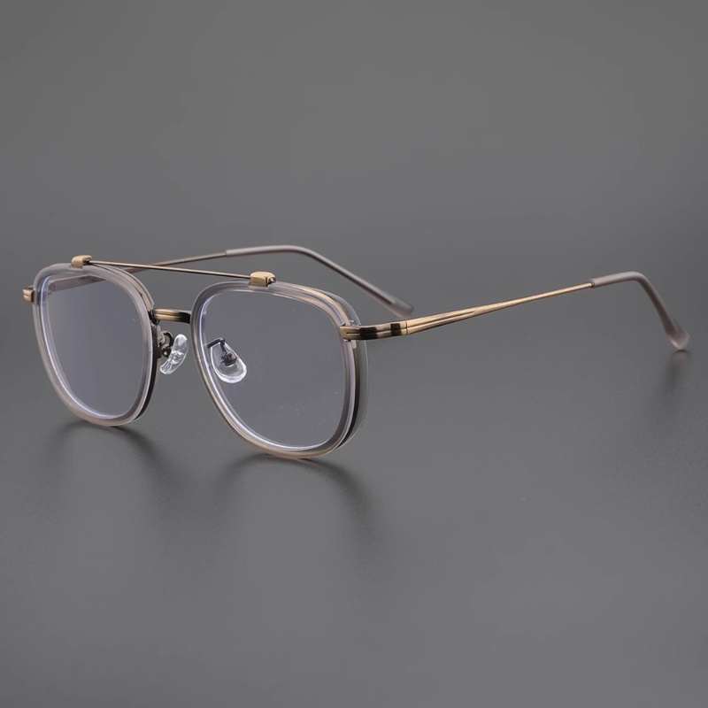 Retro Double Beam กรอบแว่นตา TR90 แฟชั่นแว่นตาผู้ชายผู้หญิง Anti Blue Light แว่นตา 00195