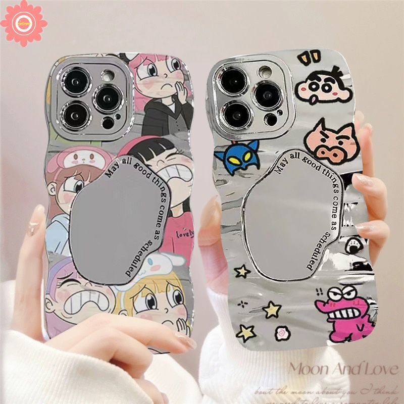 เคสโทรศัพท์มือถือ ลายการ์ตูนชินจัง พร้อมกระจกแต่งหน้า สําหรับ Samsung A05s A05 A23 A53 A24 A14 A50s A54 A13 A20 A51 A50 A52 A04s A32 A12 A31 A30s A11 A52s A02s A10s A03s A20s A34 A03 A04E