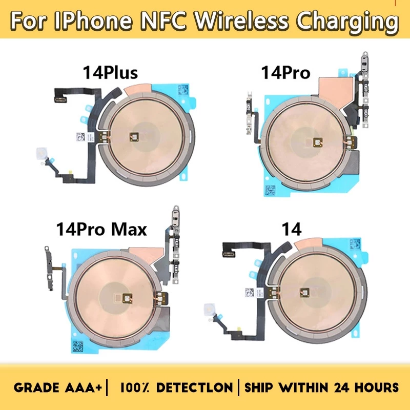 สติกเกอร์ขดลวดชาร์จ แบบไร้สาย พร้อมสายแพ สําหรับ iphone 14 14Plus 14P 14 Pro Max NFC
