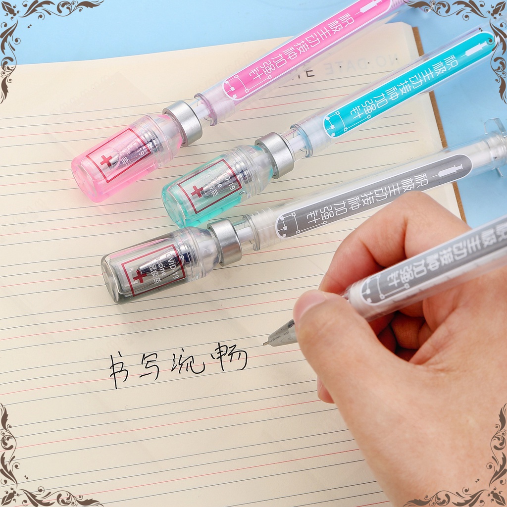 ปากกาเข็มฉีดยาจําลอง ทรงกระบอก สีดํา แบบสร้างสรรค์ จํานวน 1 ชิ้น