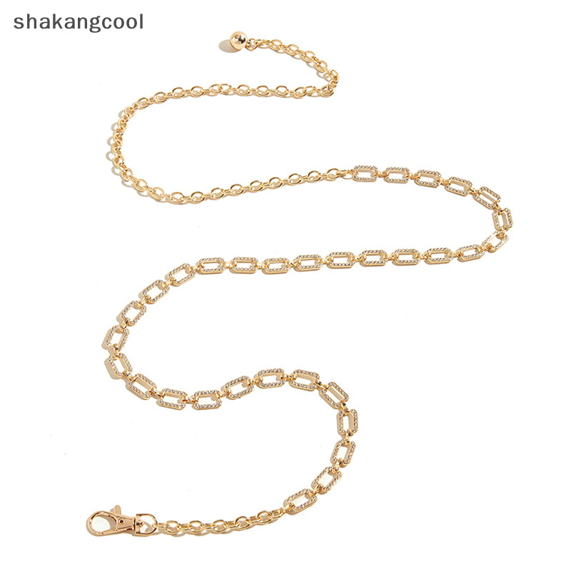 Shakangcool เข็มขัดโซ่โลหะ ประดับเพชรเทียม คุณภาพสูง แฟชั่นสําหรับผู้หญิง