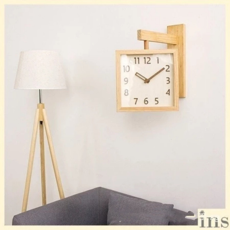5-ดาว ขายใหม่ ญี่ปุ่นวินเทจไม้เนื้อแข็งสองด้านไม้นาฬิกาแขวนเงียบห้องนั่งเล่นบ้านมุมสองด้านนาฬิกา - รูปที่ 6
