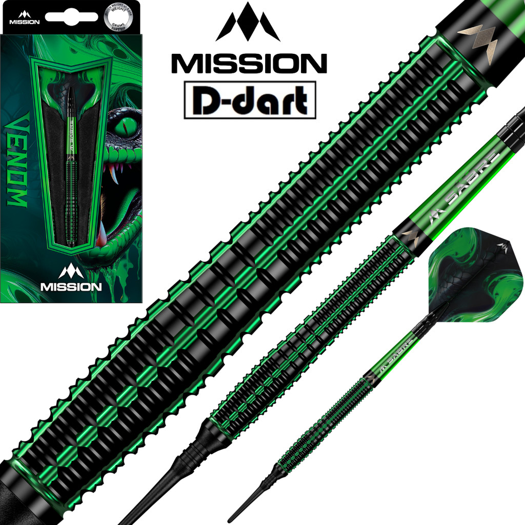 MISSION SOFT TIP DARTS - 20G VENOM 90% Tungsten DART SET ELECTRONIC DART