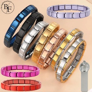 New Colorful Italian Charm Bracelets 9mm Stainless Steel DIY Jewelry Making Retro Personality Module Accessories