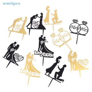 Widefigure ท็อปเปอร์เค้กแต่งงาน เจ้าบ่าวสาว นาย Mrs ตกแต่งงานแต่งงาน อะคริลิค เค้ก Topper Nice