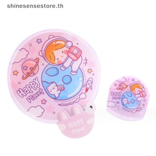 Shine พัดพลาสติก ทรงกลม ลายการ์ตูนน่ารัก ขนาดเล็ก แบบพกพา พับได้ แบบสร้างสรรค์ แฟชั่นฤดูร้อน
