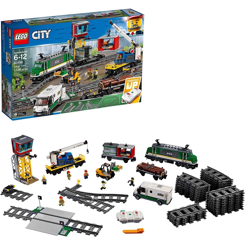 LEGO City Cargo Train 60198 Remote Control Train Building Block Set with Track, Gift for Boys and Girls (1226 pieces)