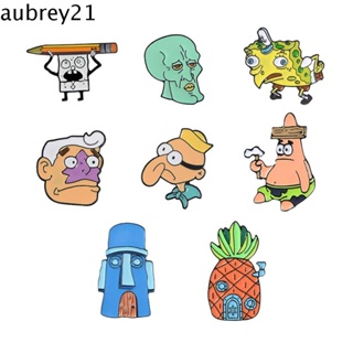 Aubrey1 เข็มกลัด รูปการ์ตูน SpongeBob SquarePants เครื่องประดับ สําหรับผู้หญิง ผู้ชาย