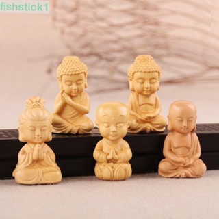 Fishstick1 รูปปั้นพระพุทธรูปไม้แกะสลัก ขนาดเล็ก อเนกประสงค์ DIY สําหรับตกแต่งบ้าน