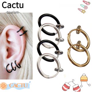 Cactu จิวเจาะหู ไม่ต้องเจาะหู 3 สี เครื่องประดับแฟชั่น 2 ชิ้น