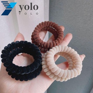 Yolo ยางรัดผม ผ้ากํามะหยี่ขนนิ่ม สีพื้น เครื่องประดับแฟชั่น สําหรับเด็กผู้หญิง