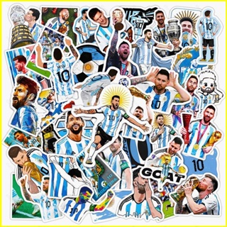 Yyds สติกเกอร์ ลายฟุตบอล Messi Football Argentina World cup กันน้ํา สําหรับตกแต่งสมุดโน้ต สเก็ตบอร์ด ถ้วยน้ํา 50 ชิ้น ต่อชุด