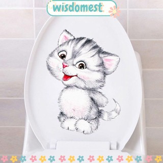 ❀WISDOMEST❀ Vivid 3d Hole แมว สุนัข สติกเกอร์ห้องน้ำสัตว์ ของตกแต่งบ้าน DIY ห้องน้ำ ห้องน้ำ โปสเตอร์ PVC ลูกแมว ลูกสุนัข Cartoon Wall Art Decals