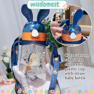 WISDOMEST ขวดน้ําดื่ม ลายการ์ตูนน่ารัก ขนาด 300 มล. 400 มล. พร้อมหลอดดูด แบบพกพา สําหรับเดินทาง