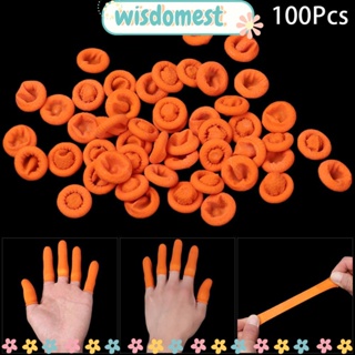 WISDOMEST ถุงมือป้องกันนิ้วมือ ใช้ซ้ําได้ สีส้ม สําหรับทําเล็บ จํานวน 100 ชิ้น