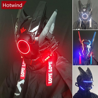 Hotwind หมวกกันน็อค Cyberpunk มีไฟ LED เรืองแสง เหมาะกับเทศกาลดนตรี M9X1