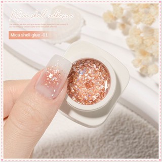 Lixia Mica Shellเล็บเจลน้ำแข็งโปร่งใสขนาดใหญ่Sequins Burst Glitterกระป๋องPhototherapyกาวเล็บสำหรับเล็บShop 7G 6 แบบJOYFEEL