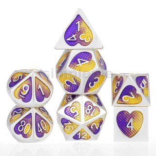 ลูกเต๋าโลหะผสมสังกะสี 7 ชิ้น สําหรับ Dungeons &amp; Dragons D20 D12 D10 D8 D6 D4